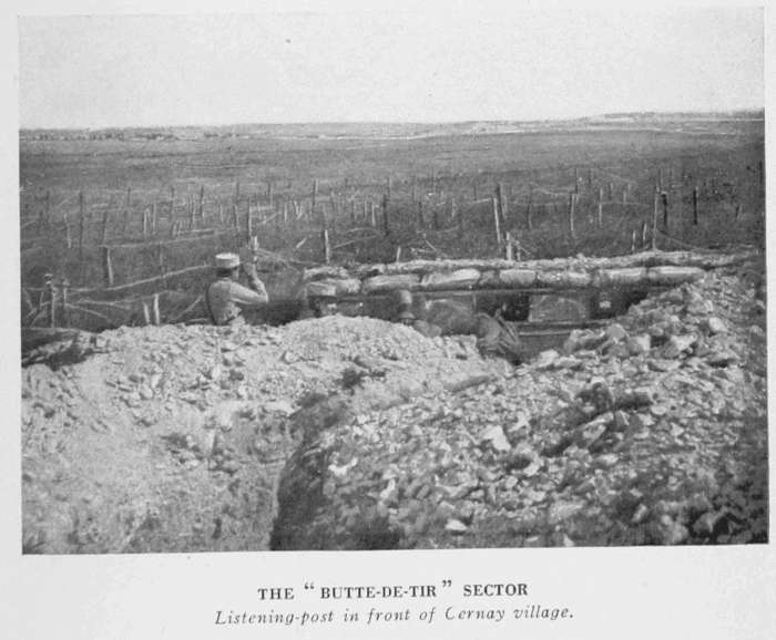 THE "BUTTE-DE-TIR" SECTOR Listening-post in front of Cernay village.