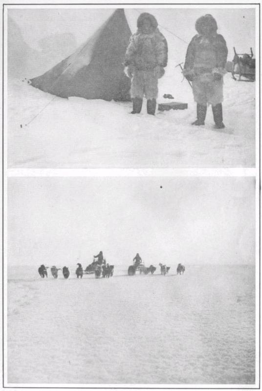 "TOO WEARY TO BUILD IGLOOS WE USED THE SILK TENT" "ACROSS SEAS OF CRYSTAL GLORY TO THE BOREAL CENTRE"