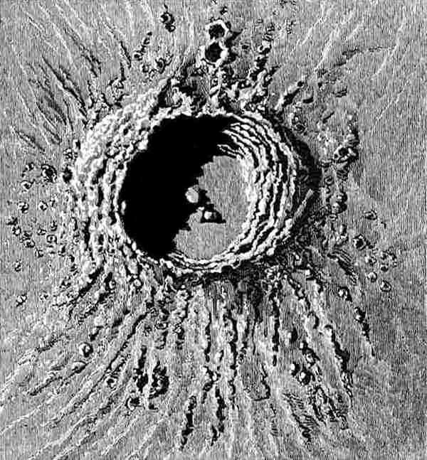 Fig. 6.  The crater Copernicus. (As given in Herschel's Astronomy, from a drawing taken in a reflecting telescope of 20 feet focal length.)