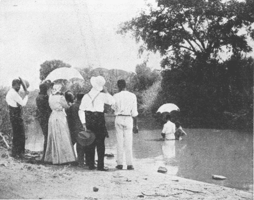 First Baptismal Scene at Macha. Native Congregation Not Visible.