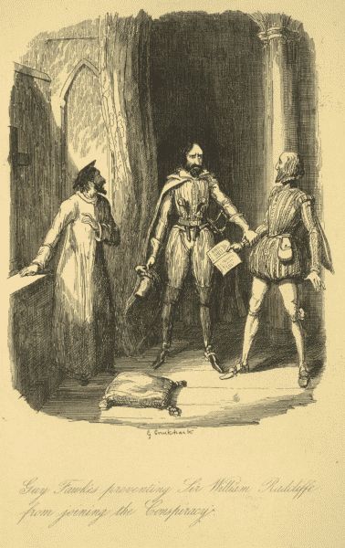 Guy Fawkes preventing Sir William Radcliffe from joining the Conspiracy.