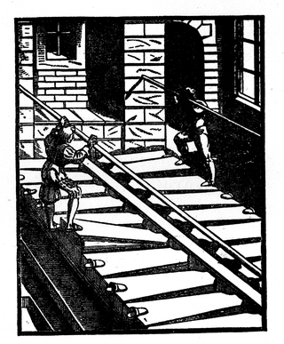 THE ANCIENT MODE OF ORGAN BLOWING. FROM PRAETORIUS' THEATRUM INSTRUMENTORUM. 1620.