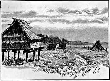 AINU HOUSES AND STOREHOUSE, FRISHIKOBETS, TOKACHI RIVER