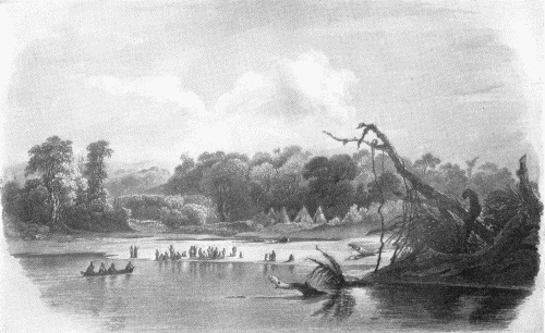 "PUNKA INDIANS ENCAMPED ON THE BANKS OF THE MISSOURI"  Karl Bodmer, 1833