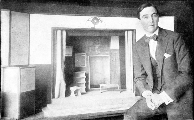 Stuart Walker with the Working Model of his Portmanteau Theatre