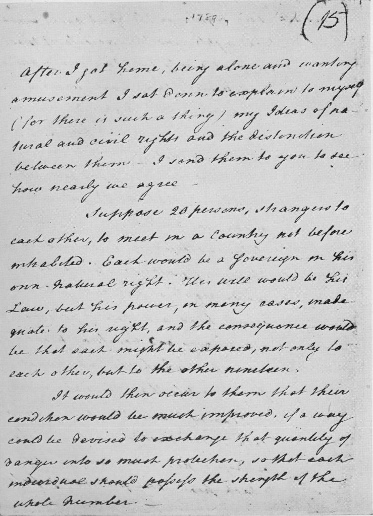 A PAGE OF JEFFERSON'S REFLECTIONS ON THE ARTICLES OF CONFEDERATION