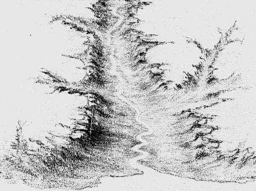 FIG. 1. Sketch of a part of a valley at the stage of development corresponding to the cross section shown in Fig. 21.