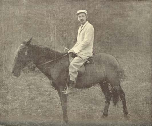 Photograph of Robert Louis Stevenson on his horse ‘Jack’