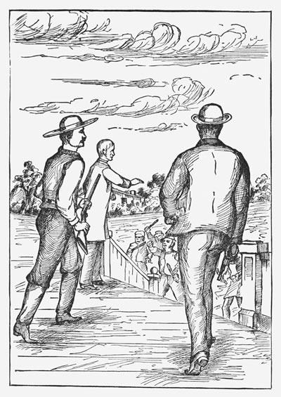 "Stand down, parson," cried Jim Long, rifle in hand, "Your medicine ain't the kind they're hankerin' after."—page 107.