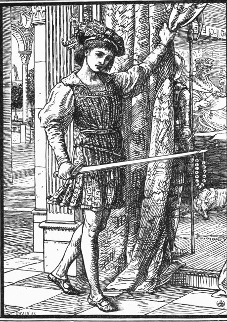 "Then he picked up the necklace on the point of his sword and carried it, slung thereon, into the council chamber."—P. 39.