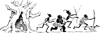 [Illustration: Hunters, running]