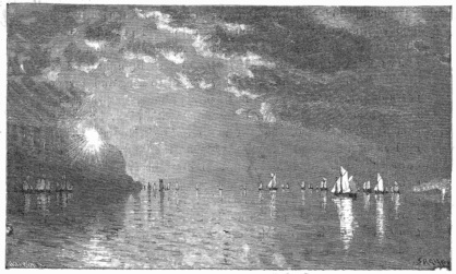 Sunset on the Hudson. By S. R. Gifford.  Copyright, 1879, by Harper and Brothers.