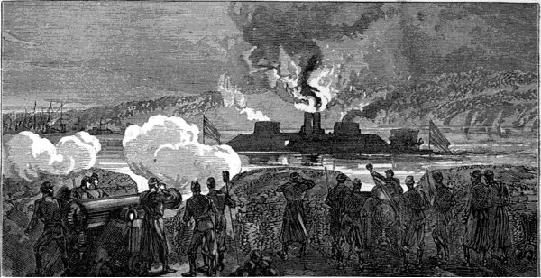 THE “MONITOR” PASSING THE VICKSBURG BATTERIES