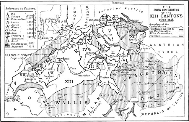 MAP OF OLD SWITZERLAND.