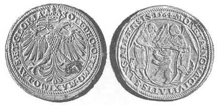 THALER OF 1564.  (Laus et gloria soli Deo optimo maximo.)  (Moneta nova Civitatis San Gallensis, 1564.)