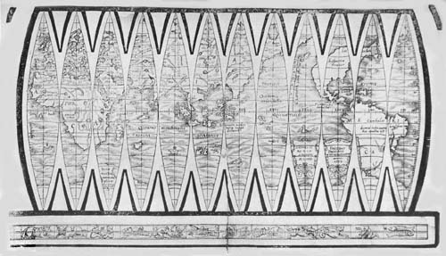 Terrestrial Globe Gores of François de Mongenet, 1552.