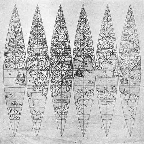 Terrestrial Globe Gores by Johannes Oterschaden, ca. 1675.