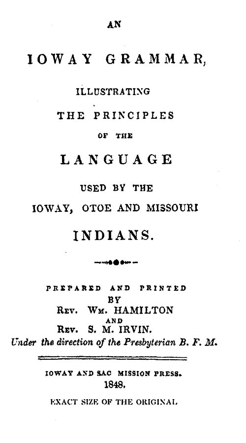 An Ioway Grammar