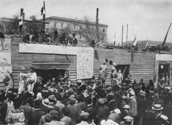 “‘Barkers’ in plate-armor ... in the Easter Fair, a piece bitten right out of Coney Island.”