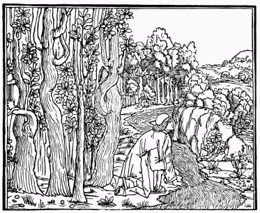 FIG. 27.—Poliphilo by the Stream. From the “Hypnerotomachia Poliphili.” Venice, 1499.