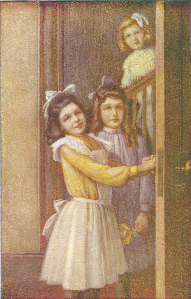 Little girls on a stairway