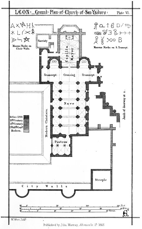 LEON:—Ground: Plan: of: Church: of: San: Ysidoro: Plate VI.  Published by John Murray, Albemarle St. 1865.