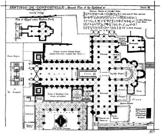 SANTIAGO DE COMPOSTELLA:—Ground Plan of the Cathedral &c. Plate IX.