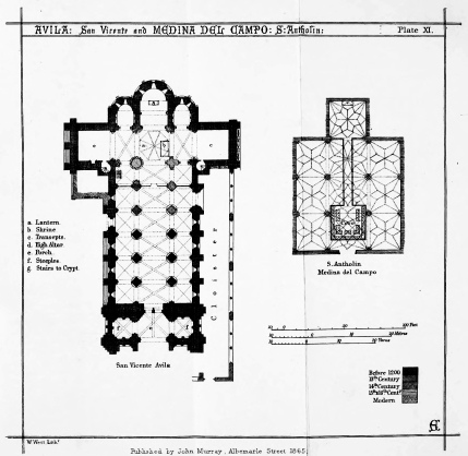 AVILA: San Vicente and MEDINA DEL CAMPO: S: Antholin: Plate XI.  Published by John Murray, Albermarle Street 1865