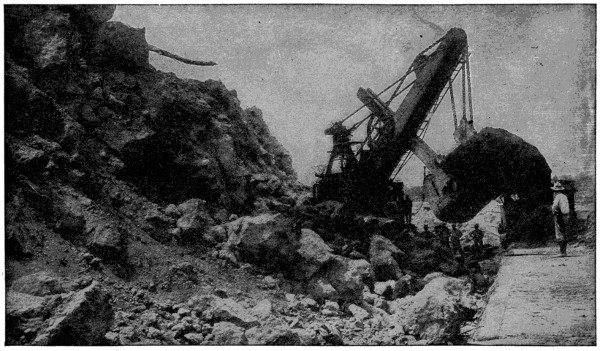 Steam shovel at work