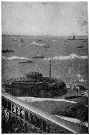 New York Harbor with Statue of Liberty and Aquarium