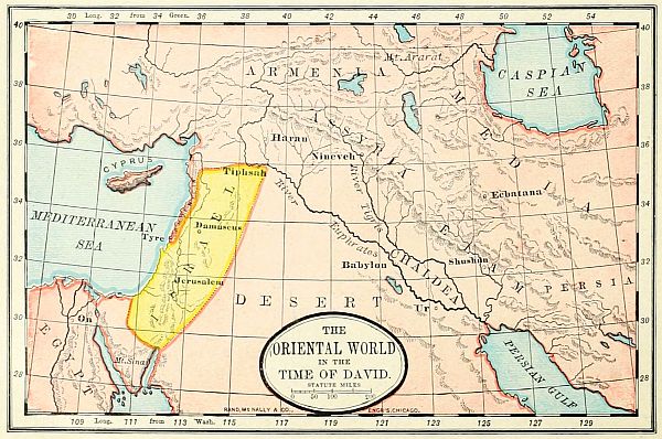 map: THE ORIENTAL WORLD IN THE TIME OF DAVID.