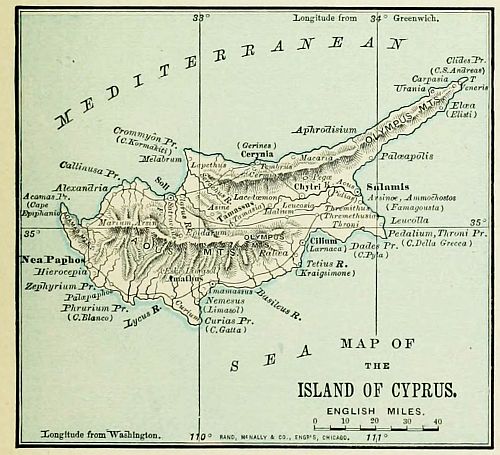 MAP OF THE ISLAND OF CYPRUS.