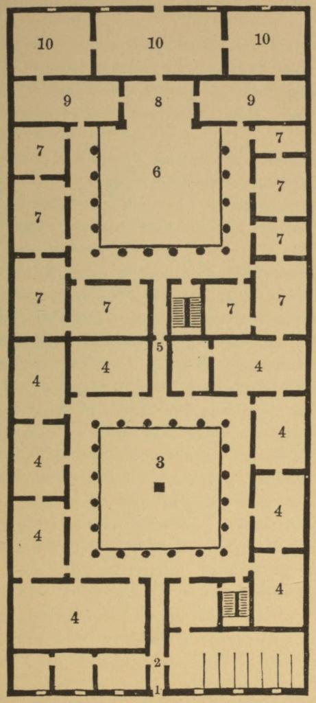 Plan of a large Grecian House, probably more pretentious than the House of Hippocles.