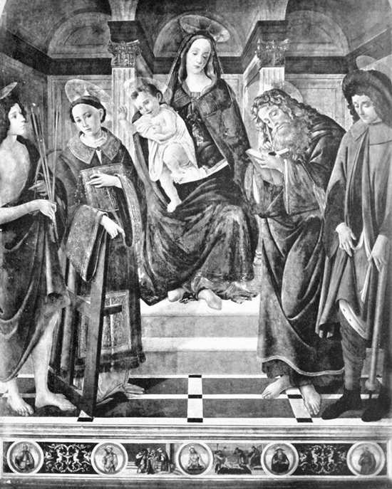 MONTELUPO — CHIESA DI S. GIOVANNI EVANGELISTA. BOTTICELLI: MADONNA COL BAMBINO E SANTI. (Fot. Alinari).