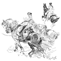 The Shire Horses: Wheelers of a 4·7, A Hussar Scout of 1917.