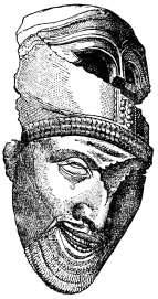 Fig. 198.—Head from a Metope of the Middle Temple upon the Eastern Plateau of Selinous.