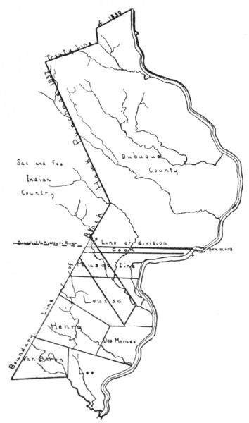 SHOWING DES MOINES COUNTY SUBDIVIDED