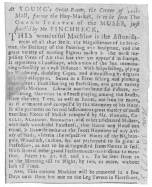 Clipping from the London Daily Post of November 30th, 1728. Used by Christopher Pinchbeck before he joined Fawkes. From the Harry Houdini Collection.