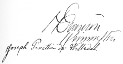 Pinetti’s autograph, written by him on the back of the frontispiece, reproduced on page 78. Original in the Harry Houdini Collection.