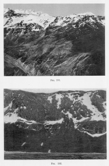 Fig. 191—The “pocked” surface characteristically developed in the zone of light nivation. Compare with Fig. 194, showing the effects of heavy nivation.