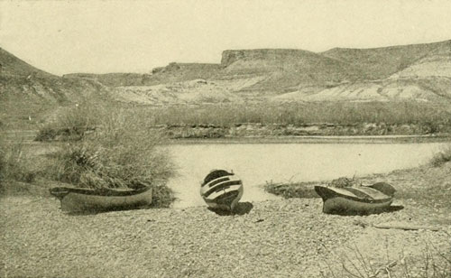 The Boats of Powells Second Expedition on the Beach at Green River, Wyoming.