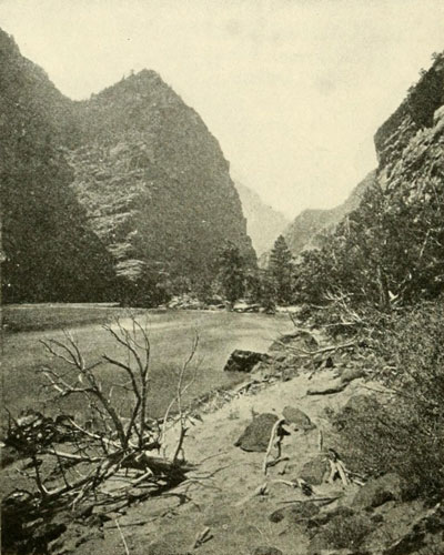 The Canyon of Lodore. Looking down Stream.