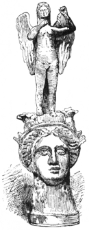 Fig. 168.—Head of Minerva, with Figure of Nike. (Prime Coll., N.Y. Metropolitan Museum.)