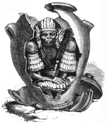 Fig. 390—Brazilian Coroados Chief, in Funeral Urn.