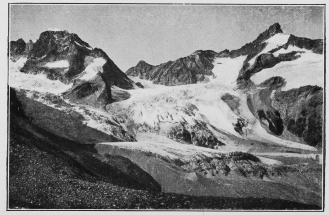 The Zinal Rothhorn (to the right) from the Trift Valley.  To face p. 195.