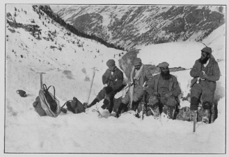 Luncheon on the way to the hut in winter.