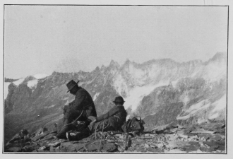 Luncheon in summer on the top of a glacier pass.  To face p. 310.