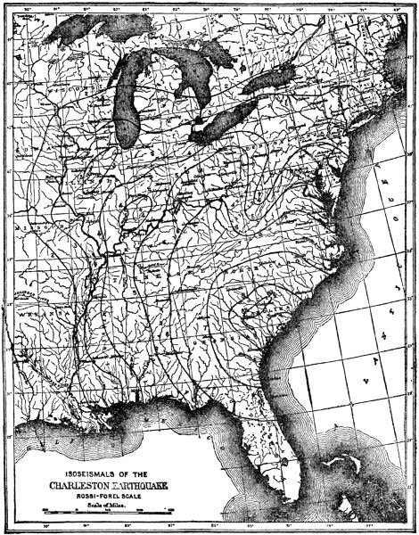 Fig. 49. Map Showing Region Affected by the Charleston Earthquake of 1886