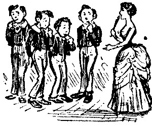 Boys' looking at lady.