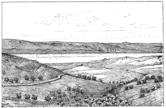 THE DEAD SEA (VIEW S.E. OF TAIYIBEH).  To face page 43.